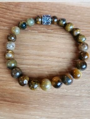 Brown Tiger Eye Beads Bracelet Stretch, Hand Crafted